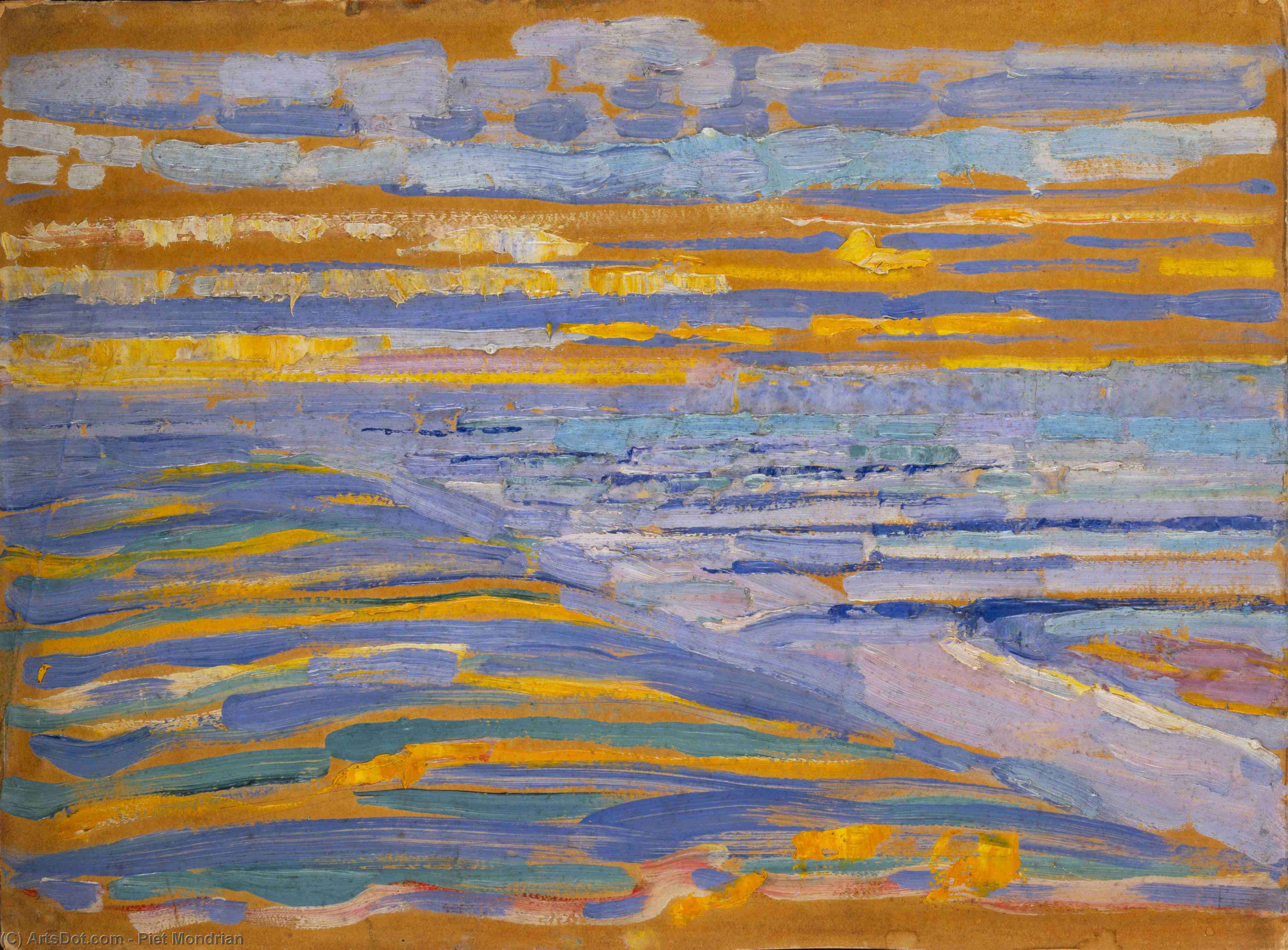 Wikioo.org - The Encyclopedia of Fine Arts - Painting, Artwork by Piet Mondrian - View from the Dunes with Beach and Piers, Domburg