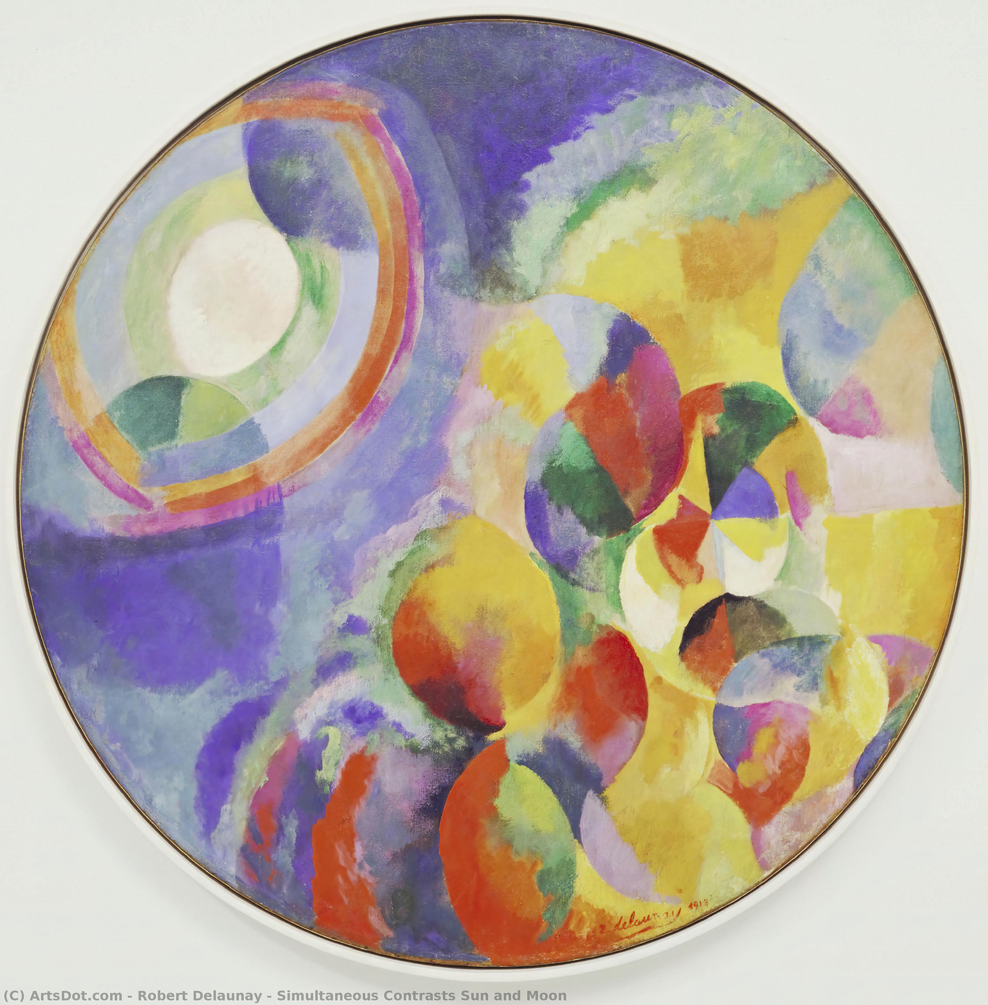 Wikioo.org – La Enciclopedia de las Bellas Artes - Pintura, Obras de arte de Robert Delaunay - Contrastes simultáneos gafasoscuras  asícomo  LUNA