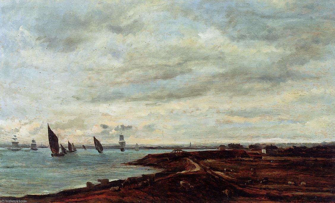 Wikioo.org - The Encyclopedia of Fine Arts - Painting, Artwork by Charles François Daubigny - The Banks of the Thames at Eames