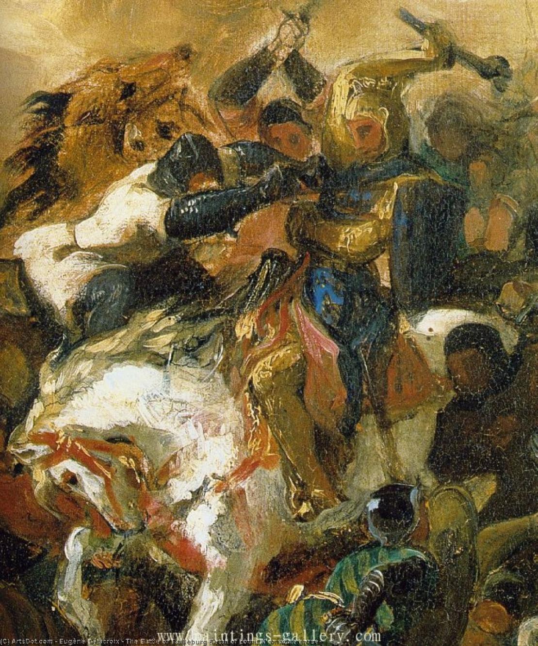 Wikioo.org - The Encyclopedia of Fine Arts - Painting, Artwork by Eugène Delacroix - The Battle of Tailleburg (Detail of Louis IX on white horse)