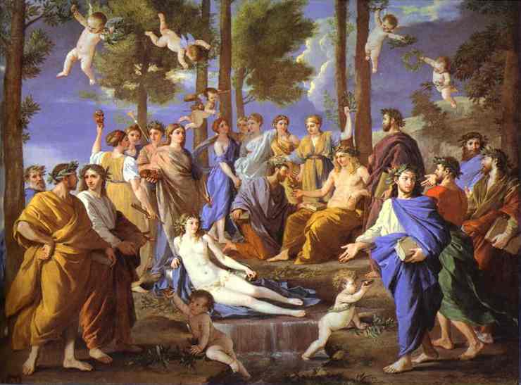 WikiOO.org - Encyclopedia of Fine Arts - Maľba, Artwork Nicolas Poussin - Apollo and Muses
