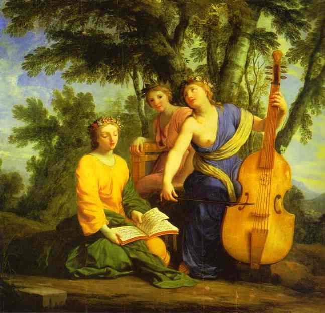 Wikioo.org – La Enciclopedia de las Bellas Artes - Pintura, Obras de arte de Nicolas Poussin - Melpómene , Erato , asícomo Polymnia