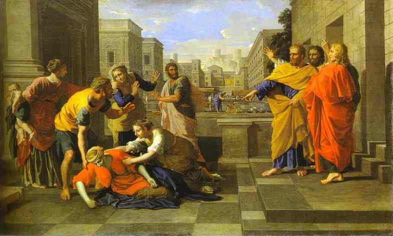 Wikioo.org - The Encyclopedia of Fine Arts - Painting, Artwork by Nicolas Poussin - The Death of Sapphira