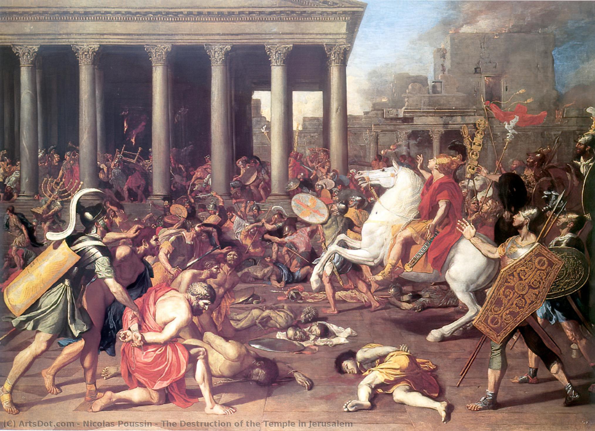 Wikioo.org – La Enciclopedia de las Bellas Artes - Pintura, Obras de arte de Nicolas Poussin - la destrucción todaclasede  el  Templo  para  en Jerusalén