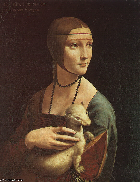 Wikioo.org - The Encyclopedia of Fine Arts - Painting, Artwork by Leonardo Da Vinci - Portrait of Cecilia Gallarani (Lady with an Ermine)