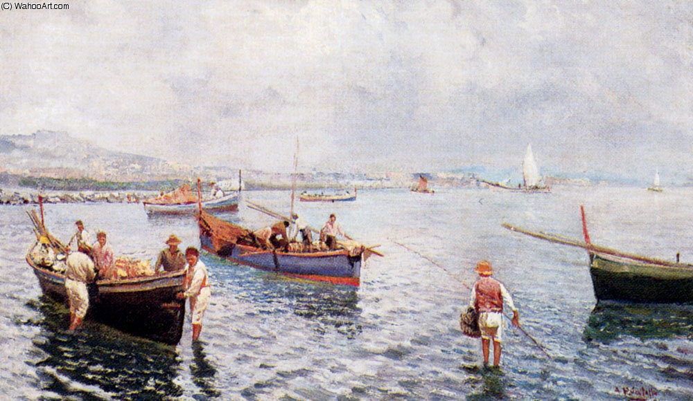 Wikioo.org - The Encyclopedia of Fine Arts - Painting, Artwork by Attilio Pratella - Neapolitan fishermen