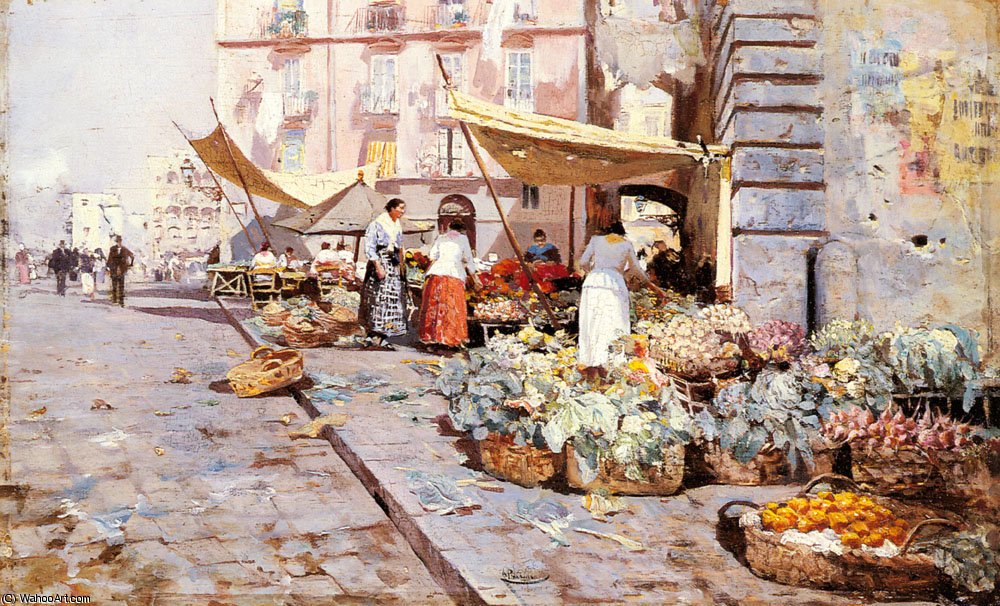 Wikioo.org - The Encyclopedia of Fine Arts - Painting, Artwork by Attilio Pratella - The marketplace