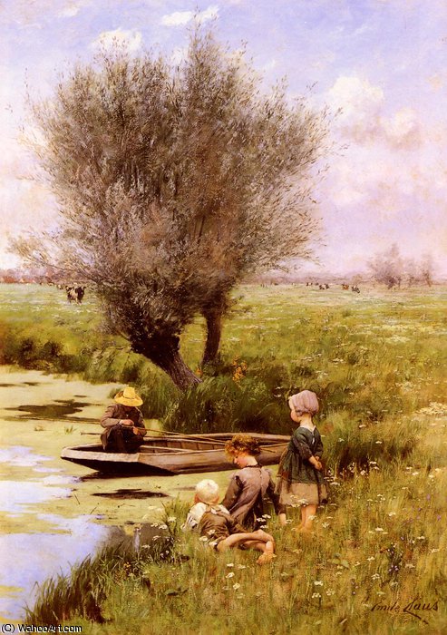 WikiOO.org - Encyclopedia of Fine Arts - Maalaus, taideteos Emil Claus - Afternoon along the river