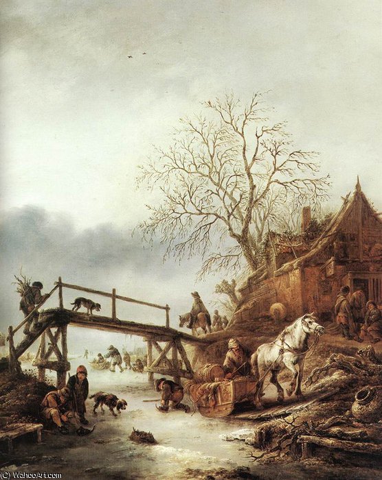WikiOO.org - Encyclopedia of Fine Arts - Maľba, Artwork Isaac Van Ostade - A winter scene