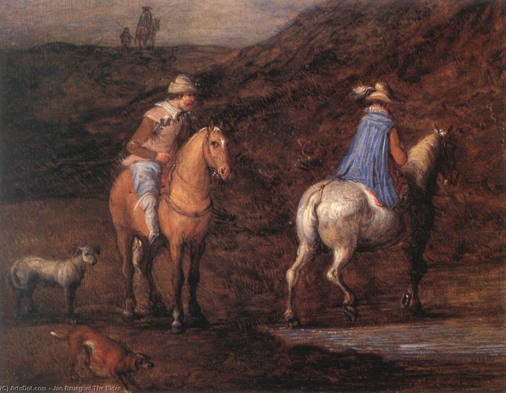 WikiOO.org - Εγκυκλοπαίδεια Καλών Τεχνών - Ζωγραφική, έργα τέχνης Jan Brueghel The Elder - Travellers on the Way (detail)