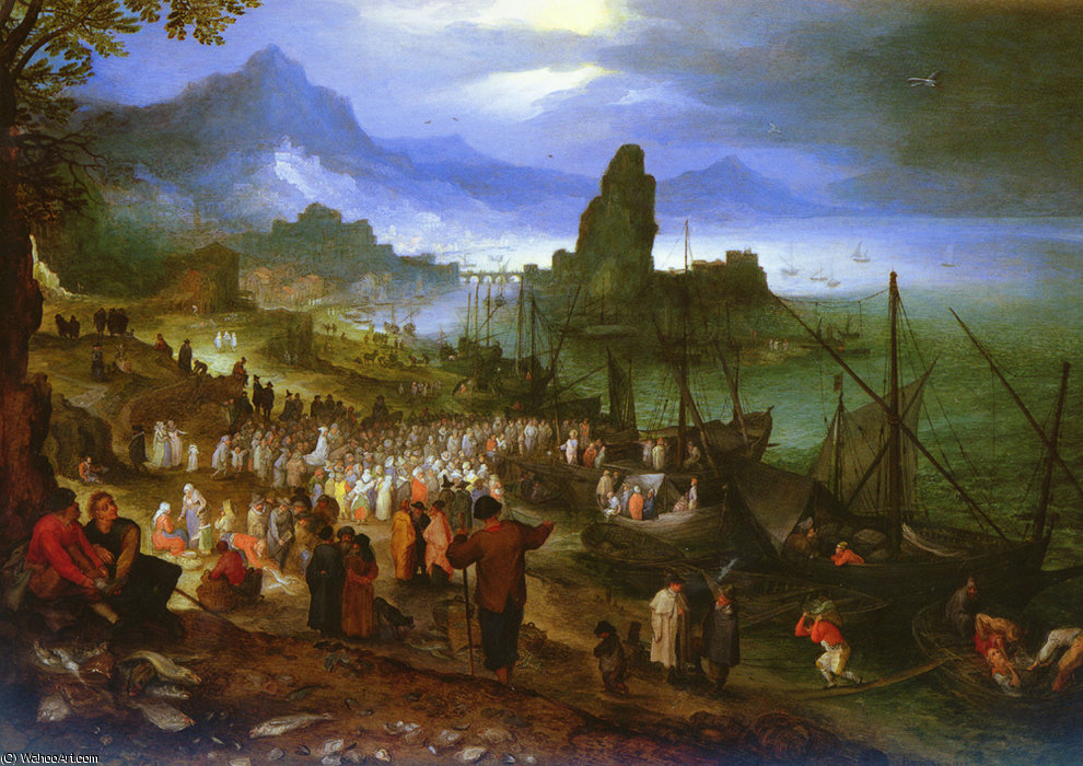 WikiOO.org - Güzel Sanatlar Ansiklopedisi - Resim, Resimler Jan Brueghel The Elder - Christ Preaching at the Seaport