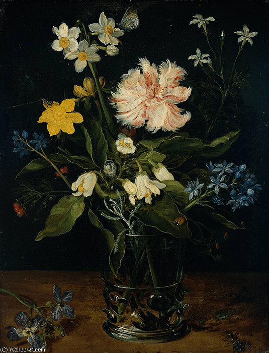 Wikioo.org - The Encyclopedia of Fine Arts - Painting, Artwork by Jan Brueghel The Elder - Still Life with Flowers in a Glass