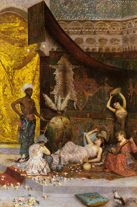 Wikioo.org - The Encyclopedia of Fine Arts - Painting, Artwork by Fabio Fabbi - Alberto a musical interlude in the harem