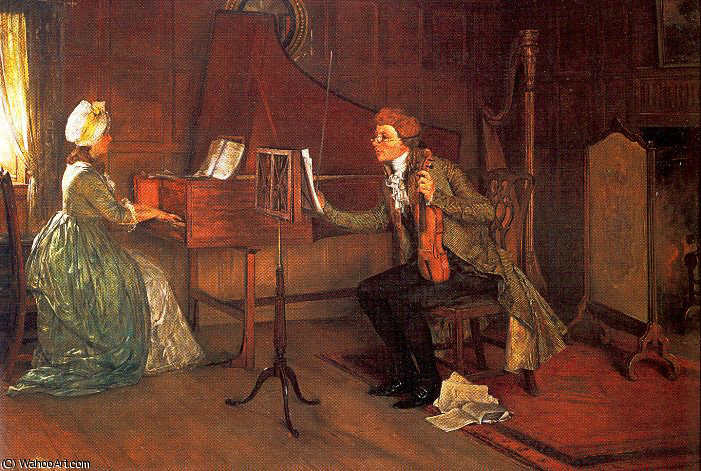 Wikioo.org - The Encyclopedia of Fine Arts - Painting, Artwork by Francis Davis Millet - a difficult duet