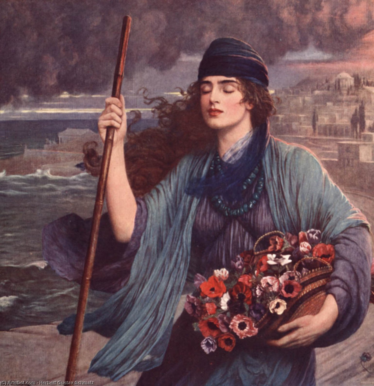 Wikioo.org - Bách khoa toàn thư về mỹ thuật - Vẽ tranh, Tác phẩm nghệ thuật Herbert Gustav Schmalz - Nydia Blind Girl of Pompeii