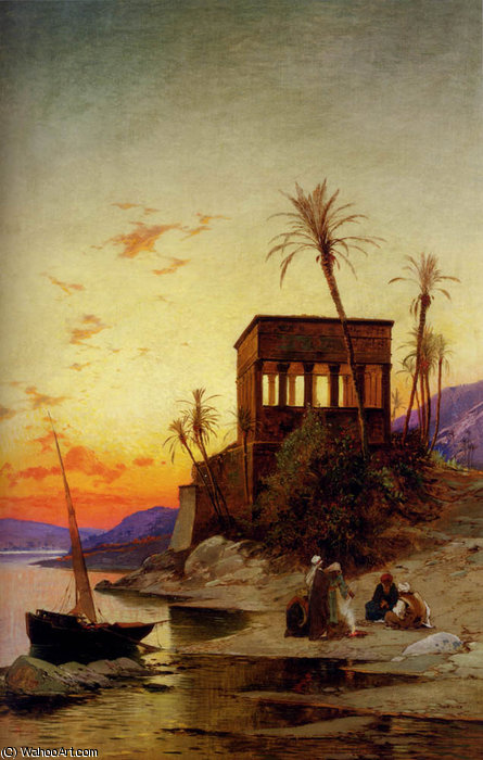 Wikioo.org - The Encyclopedia of Fine Arts - Painting, Artwork by Hermann David Salomon Corrodi - The kiosk of trajan philae on the nile