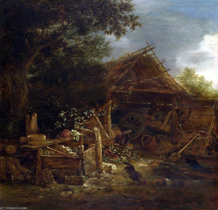 Wikioo.org - The Encyclopedia of Fine Arts - Painting, Artwork by Isaac Van Ostade - A farmyard