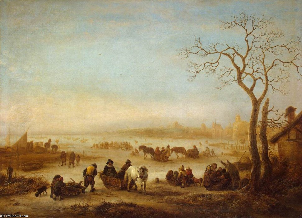 Wikioo.org - The Encyclopedia of Fine Arts - Painting, Artwork by Isaac Van Ostade - Frozen lake