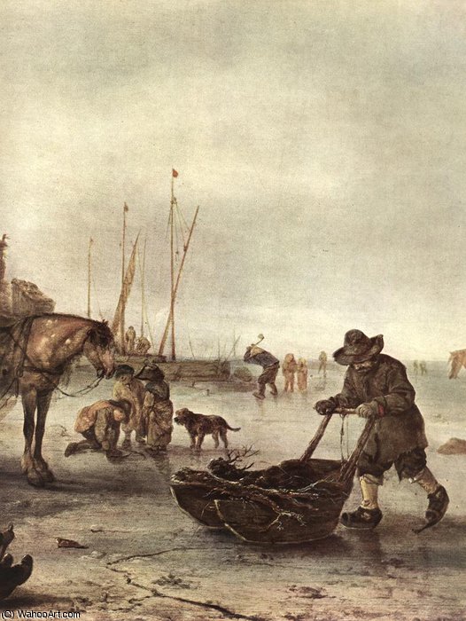 Wikioo.org - The Encyclopedia of Fine Arts - Painting, Artwork by Isaac Van Ostade - Winter landscape (detail)