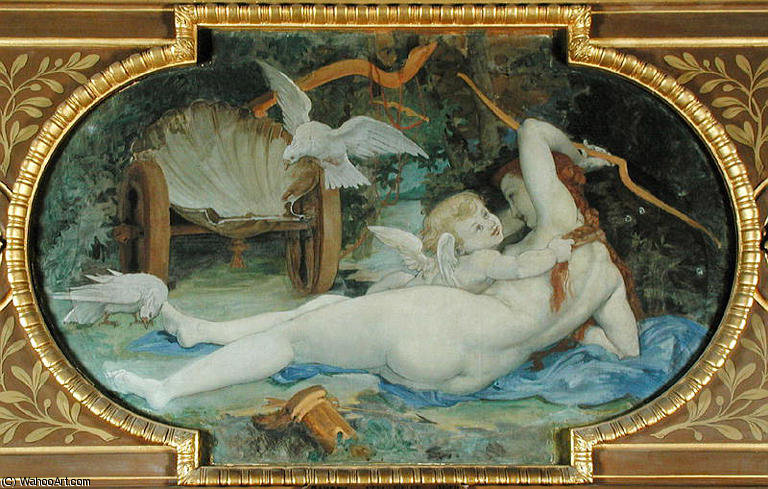 Wikioo.org – La Enciclopedia de las Bellas Artes - Pintura, Obras de arte de Paul-Jacques-Aimé Baudry - Venus Jouant avec L-Amour