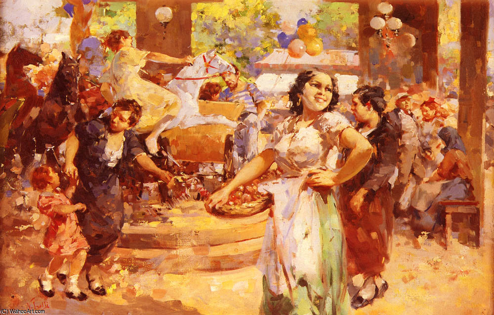Wikioo.org - The Encyclopedia of Fine Arts - Painting, Artwork by Vincenzo Irolli - The village fair