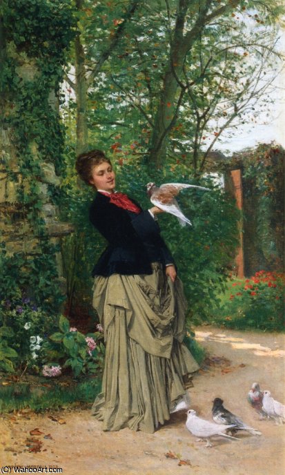 Wikioo.org - The Encyclopedia of Fine Arts - Painting, Artwork by Adrien Moreau - The favorite bird