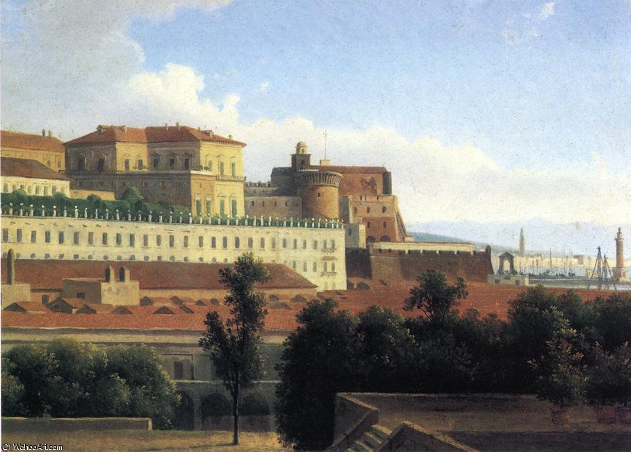 Wikioo.org - The Encyclopedia of Fine Arts - Painting, Artwork by Alexandre Hyacinthe Dunouy - The Palazzo Reale and the Harbor - Naples