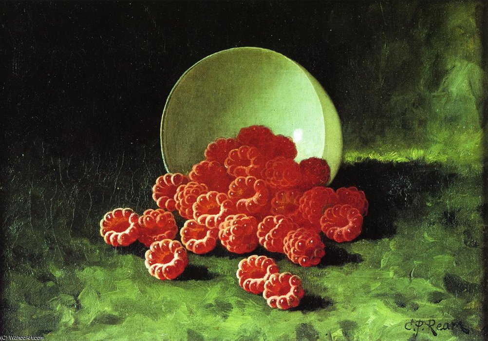 WikiOO.org - Encyclopedia of Fine Arts - Lukisan, Artwork Carducius Plantagenet Ream - Still Life - Overturned Cup on Raspberries