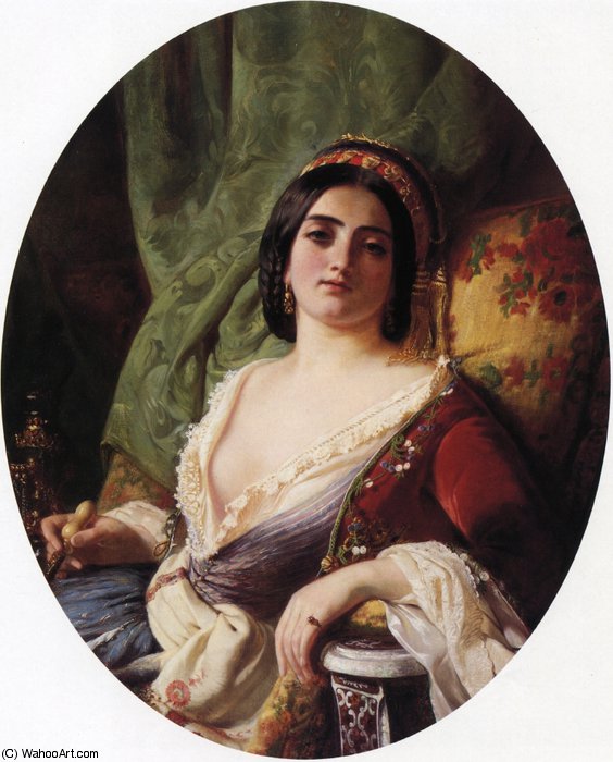 Wikioo.org – L'Encyclopédie des Beaux Arts - Peinture, Oeuvre de Charles Edouard Boutibonne - un jeune femme depuis `smyrna`