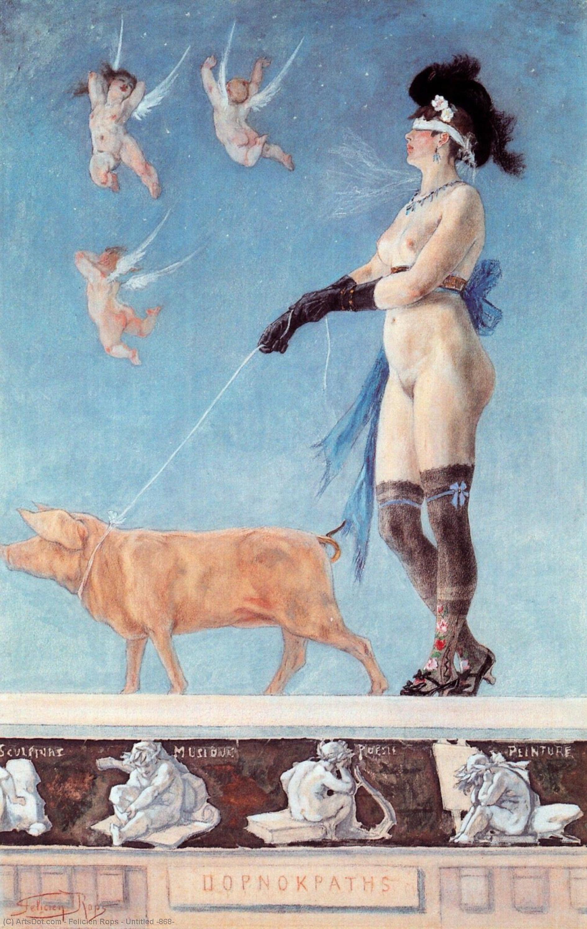 Wikioo.org – La Enciclopedia de las Bellas Artes - Pintura, Obras de arte de Felicien Rops - Sin título 868