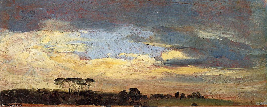 Wikioo.org - The Encyclopedia of Fine Arts - Painting, Artwork by François Marius Granet - Hilltop with Pines - Evening Light