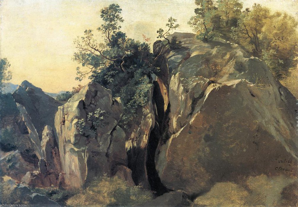 Wikioo.org - สารานุกรมวิจิตรศิลป์ - จิตรกรรม Friedrich Nerly - Cliffs at Olevano