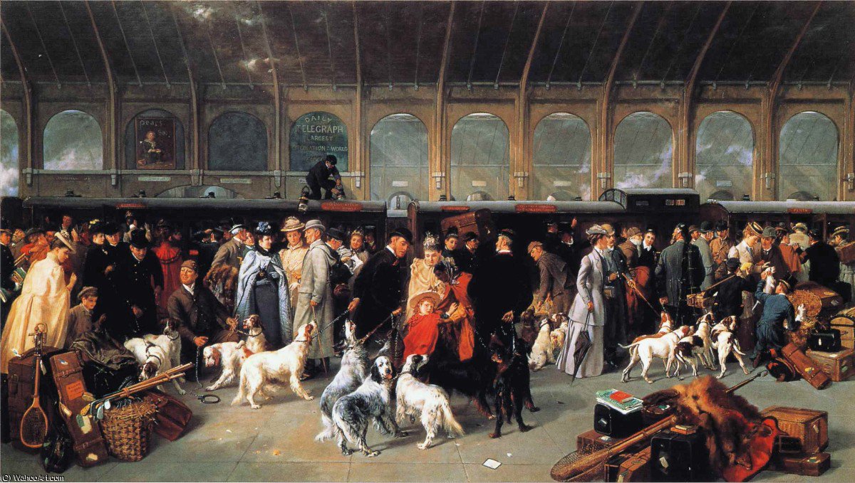 Wikioo.org - The Encyclopedia of Fine Arts - Painting, Artwork by George Earl - Going north - king-s cross station