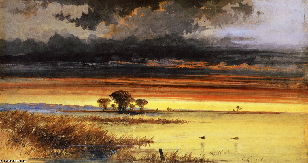 Wikioo.org - The Encyclopedia of Fine Arts - Painting, Artwork by James Hamilton - Sunset on the Jersey Flats