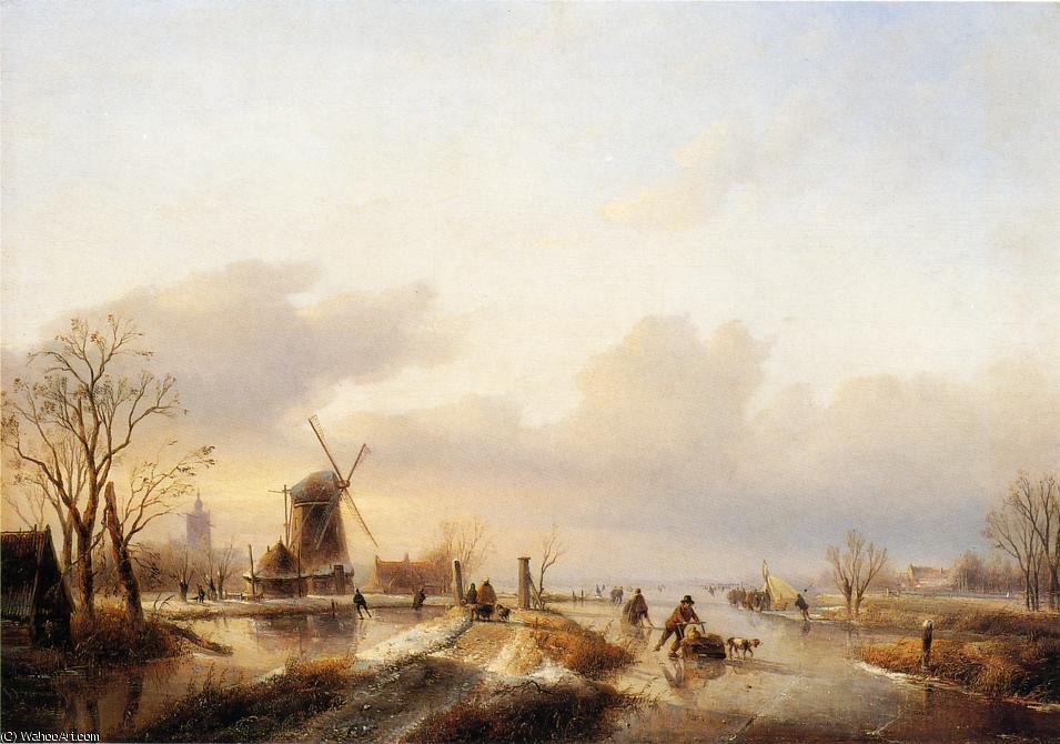 Wikioo.org - The Encyclopedia of Fine Arts - Painting, Artwork by Jan Jacob Spohler - Winter ice skating
