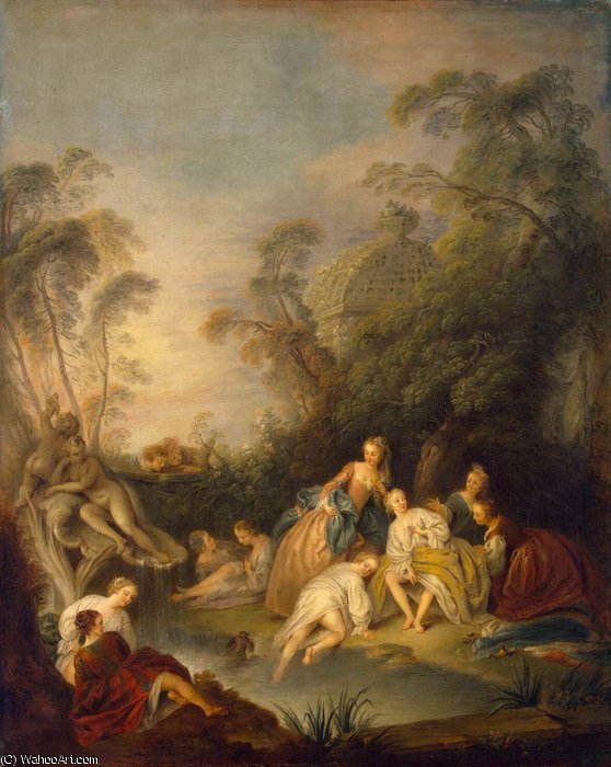 Wikioo.org - The Encyclopedia of Fine Arts - Painting, Artwork by Jean-Baptiste Pater - Les Baigneuses (The Bathers)