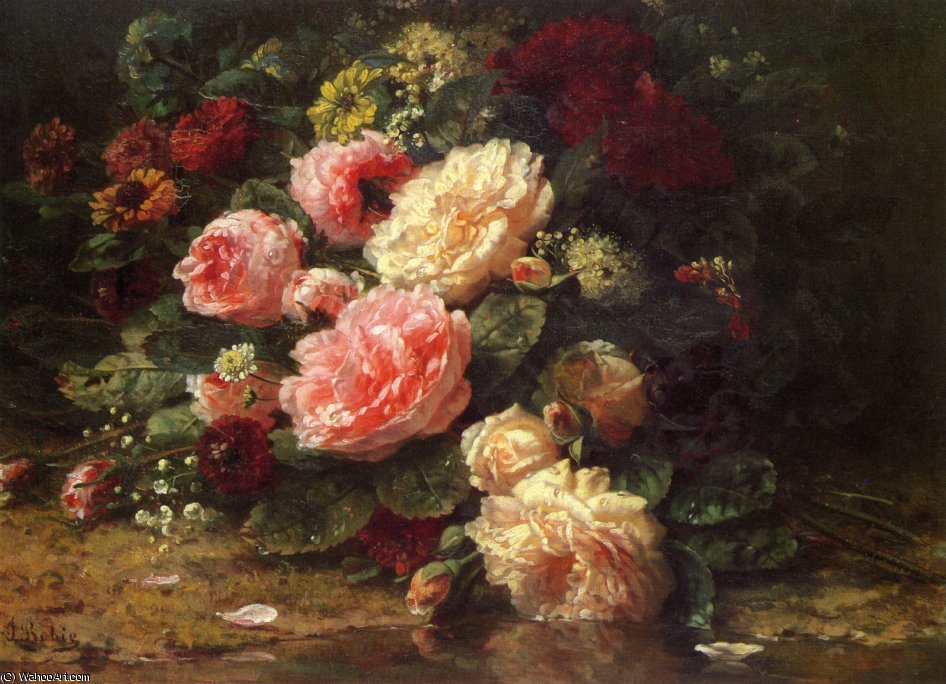 Wikioo.org - The Encyclopedia of Fine Arts - Painting, Artwork by Jean Baptiste Robie - Floral still life