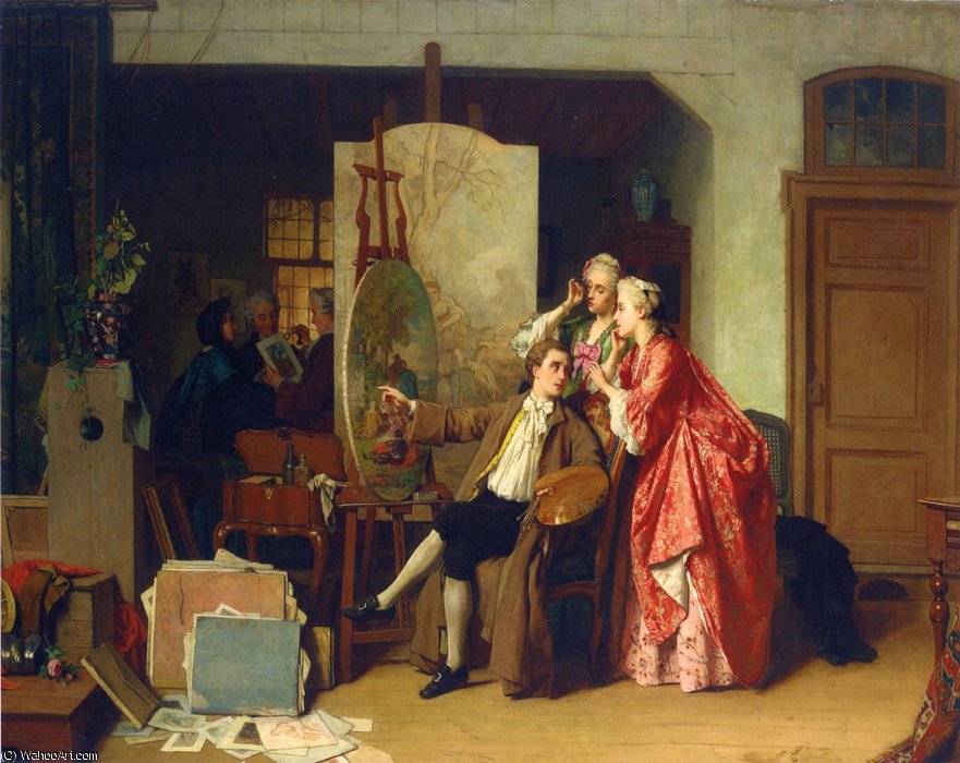 Wikioo.org - The Encyclopedia of Fine Arts - Painting, Artwork by Jean Carolus - A Visit to Watteau-s Studiio