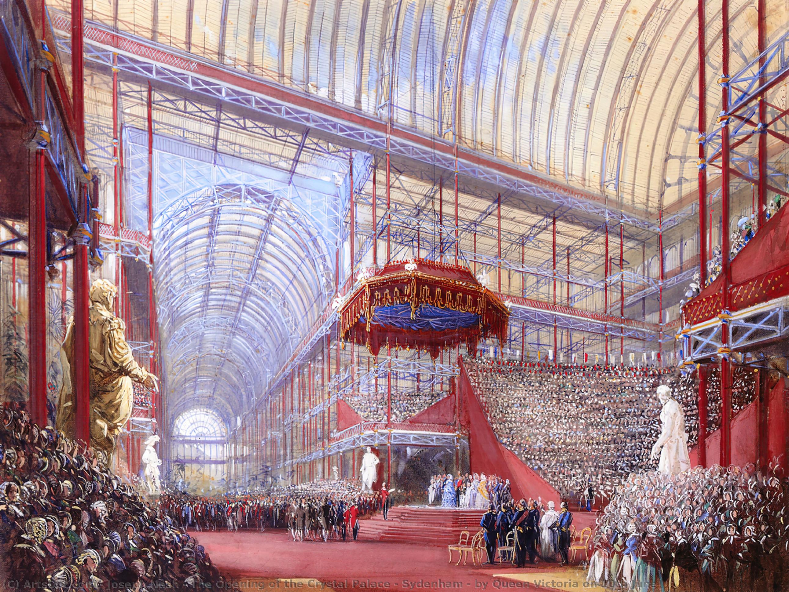 WikiOO.org - Enciklopedija dailės - Tapyba, meno kuriniai Joseph Nash - The Opening of the Crystal Palace - Sydenham - by Queen Victoria on 10th June