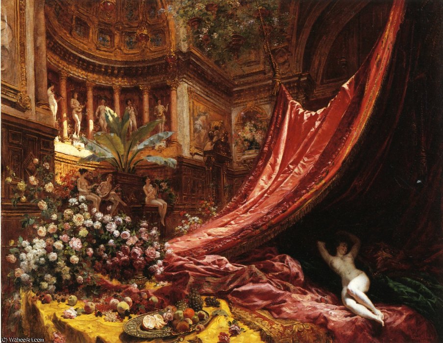 WikiOO.org - Encyclopedia of Fine Arts - Maleri, Artwork Louis Beroud - Symphony in Red and Gold