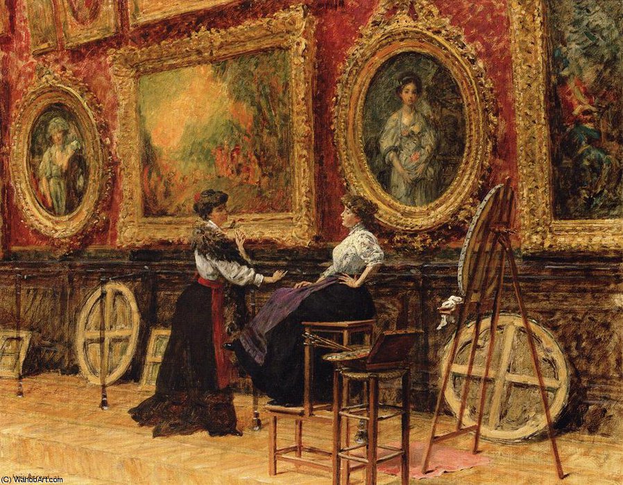 Wikioo.org - The Encyclopedia of Fine Arts - Painting, Artwork by Louis Beroud - The Copiests - Musee du Louvre