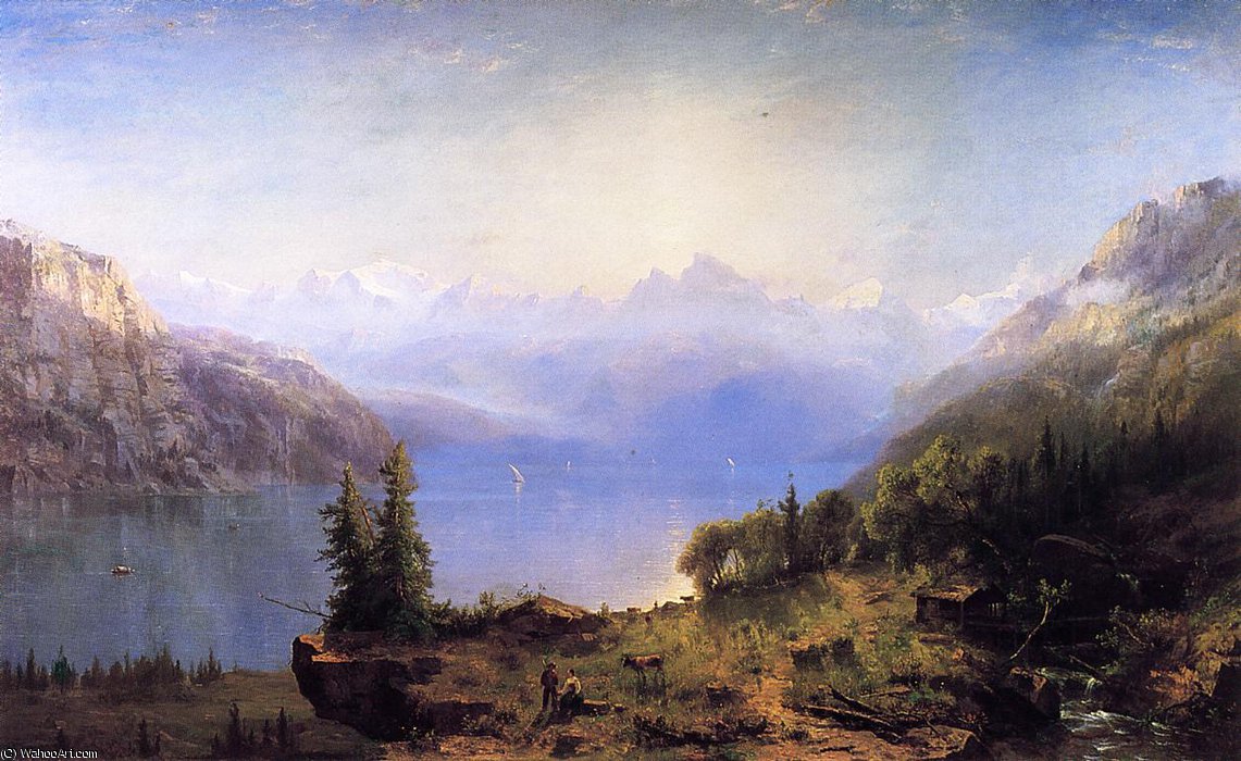 Wikioo.org - The Encyclopedia of Fine Arts - Painting, Artwork by Régis François Gignoux - Sunrise in the Alps