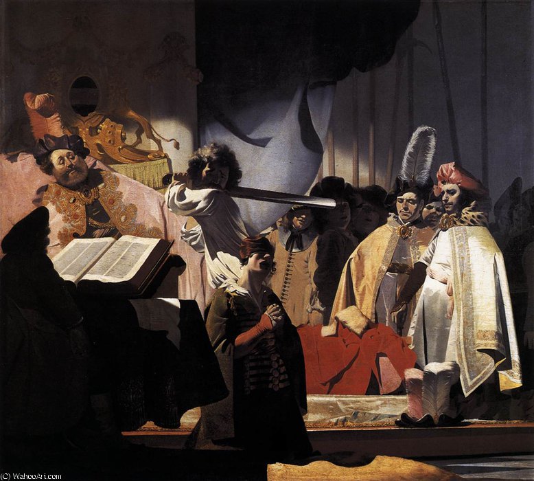 Wikioo.org - The Encyclopedia of Fine Arts - Painting, Artwork by Nicolaes Van Galen - Count Willem III Presides over the Execution of the Dishones.... Bailiff in 1336