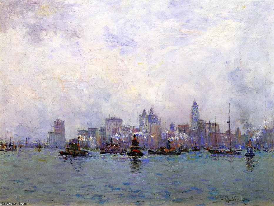 Wikioo.org - The Encyclopedia of Fine Arts - Painting, Artwork by Paul Sawyier - Lower New York from Grace - Co.-s Pier