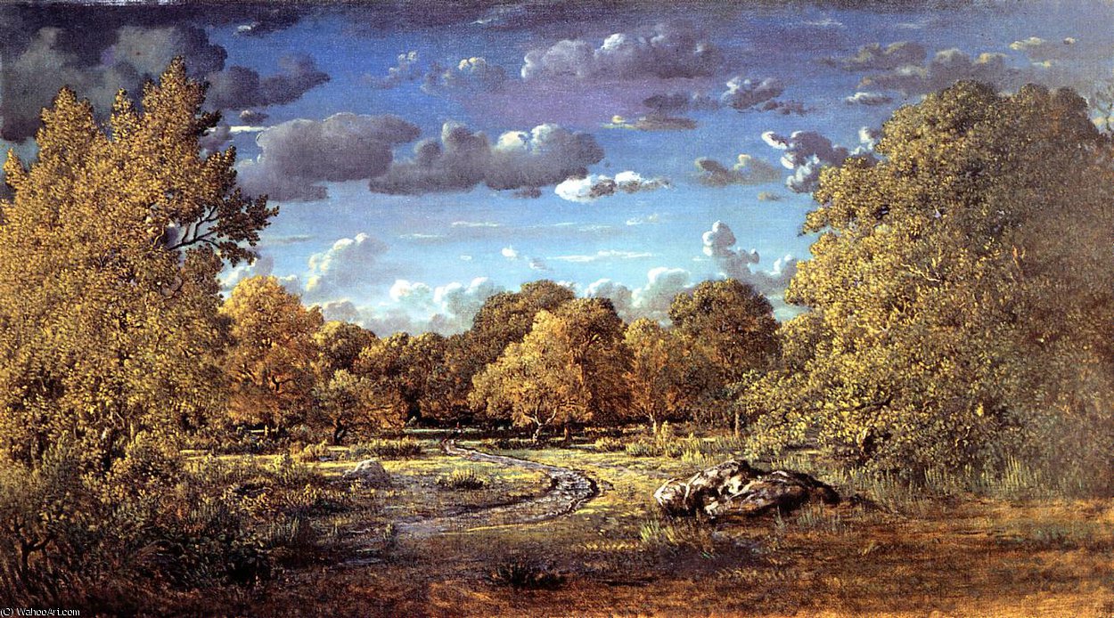 Wikioo.org - The Encyclopedia of Fine Arts - Painting, Artwork by Théodore Rousseau (Pierre Etienne Théodore Rousseau) - Glade of the Reine Blanche in the Fontainebleau Forest