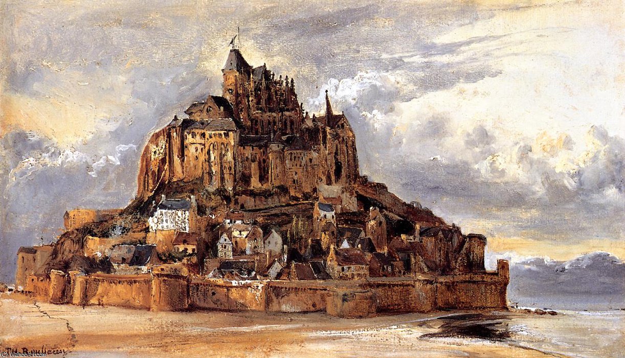 Wikioo.org - สารานุกรมวิจิตรศิลป์ - จิตรกรรม Théodore Rousseau (Pierre Etienne Théodore Rousseau) - Mont saint michel