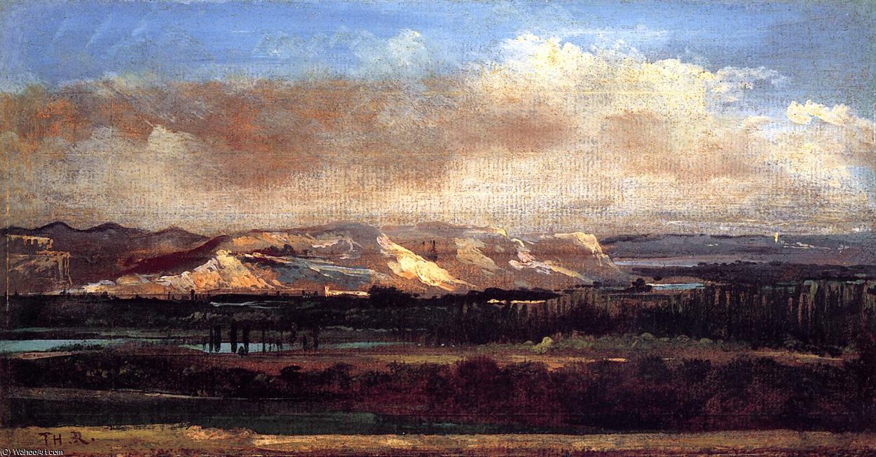 WikiOO.org - Encyclopedia of Fine Arts - Maľba, Artwork Théodore Rousseau (Pierre Etienne Théodore Rousseau) - The Saleve Cliffs near Geneva