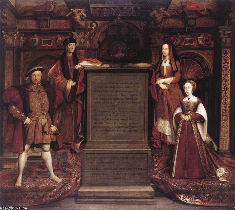 Wikioo.org - The Encyclopedia of Fine Arts - Painting, Artwork by Remigius Van Leemput (Remigeus Vanlimpitt) - Elizabeth of York - Henry VIII - and Jane Seymour