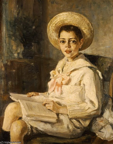 Wikioo.org - The Encyclopedia of Fine Arts - Painting, Artwork by Thalia Flora Karavia - Boy reading