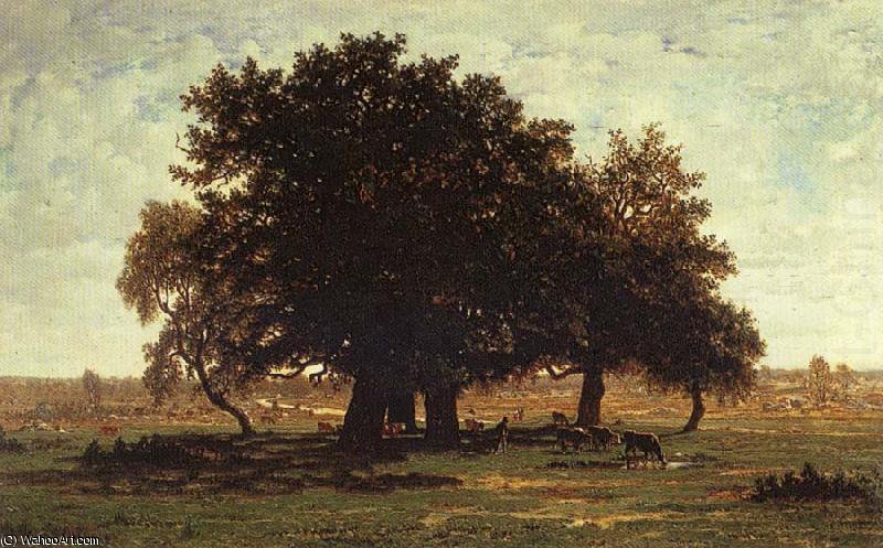 Wikioo.org - The Encyclopedia of Fine Arts - Painting, Artwork by Theodore Roussel - Oak Trees near Apremont